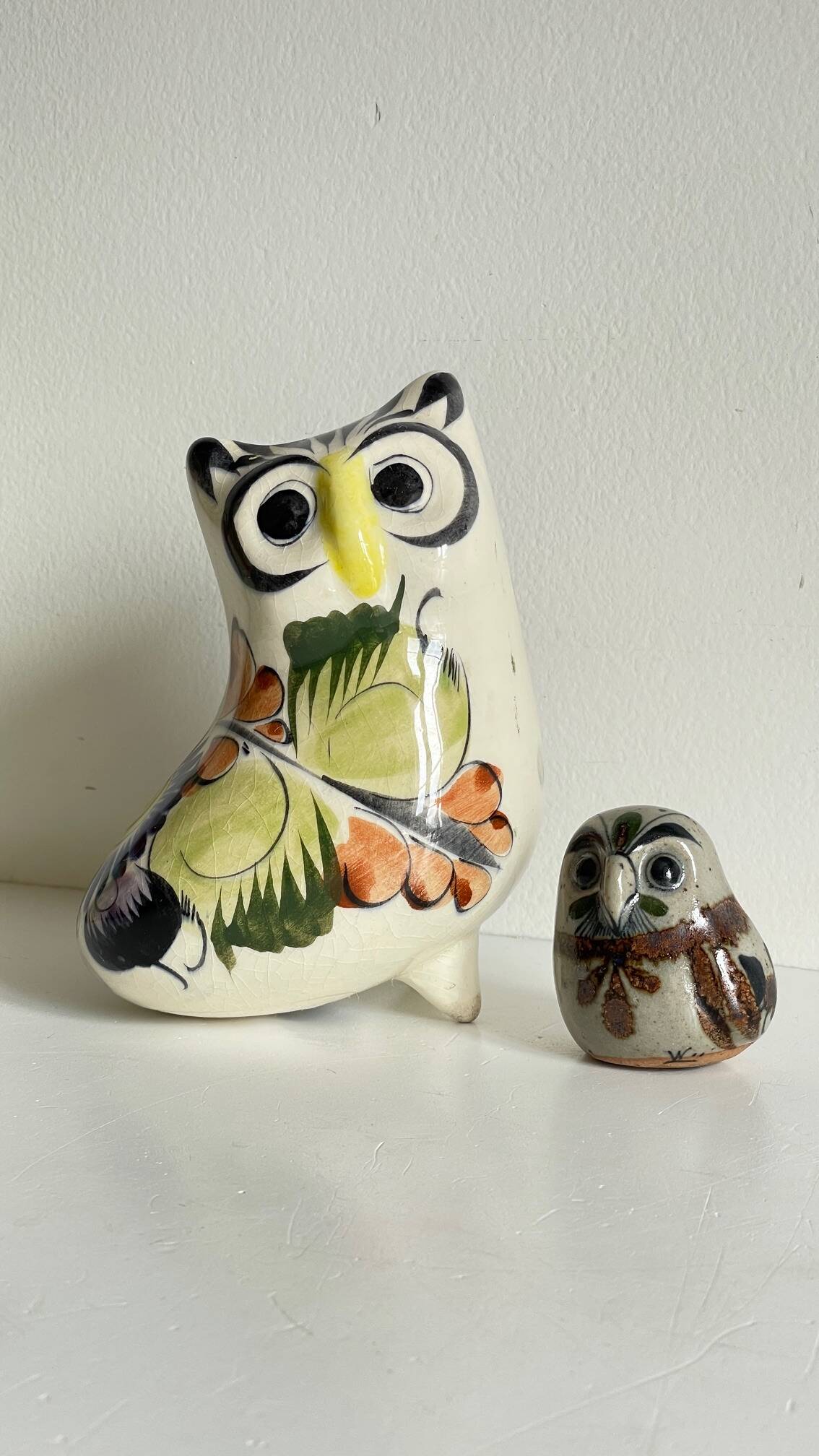 Duo HIBOUX Vintage ARTISANAL Ceramics