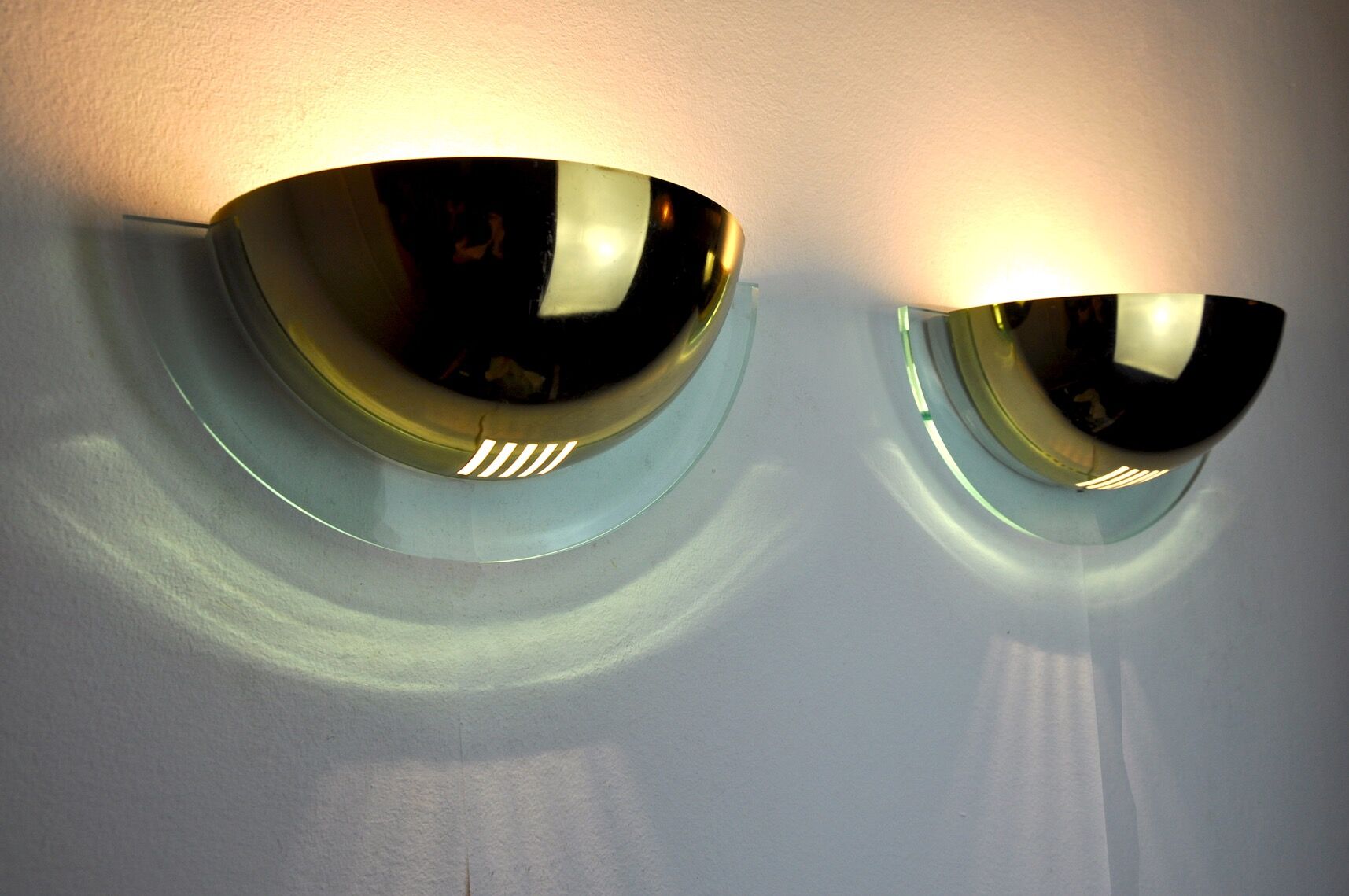 Pair of Regency wall lamps by GS, Demi-lunes, Germany, 1970