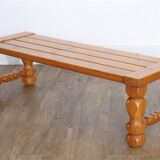 Swedish pine and turned pine bench 1970