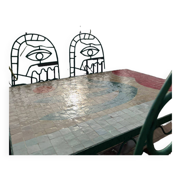 Salon de jardin lrnce, en fer forgé et zellige