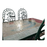 Lrnce garden furniture, in wrought iron and zellige