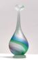Green, Blue and Pink Etched Murano Glass Single Flower Vase, Italy