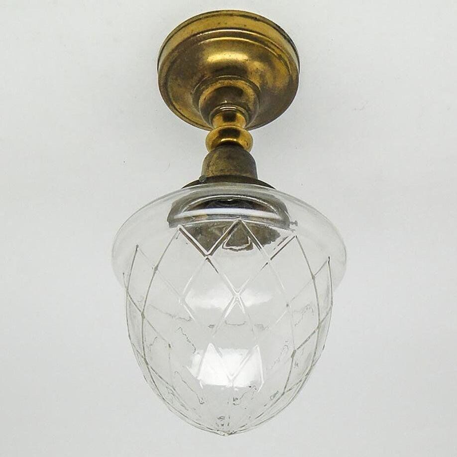 Lampe suspendue vintage en laiton, années 1930