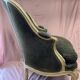 Green velvet shepherdess armchair
