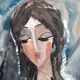 Portrait of a long-haired woman. Contemporary painter side: Hrasarkos.Acrylic.