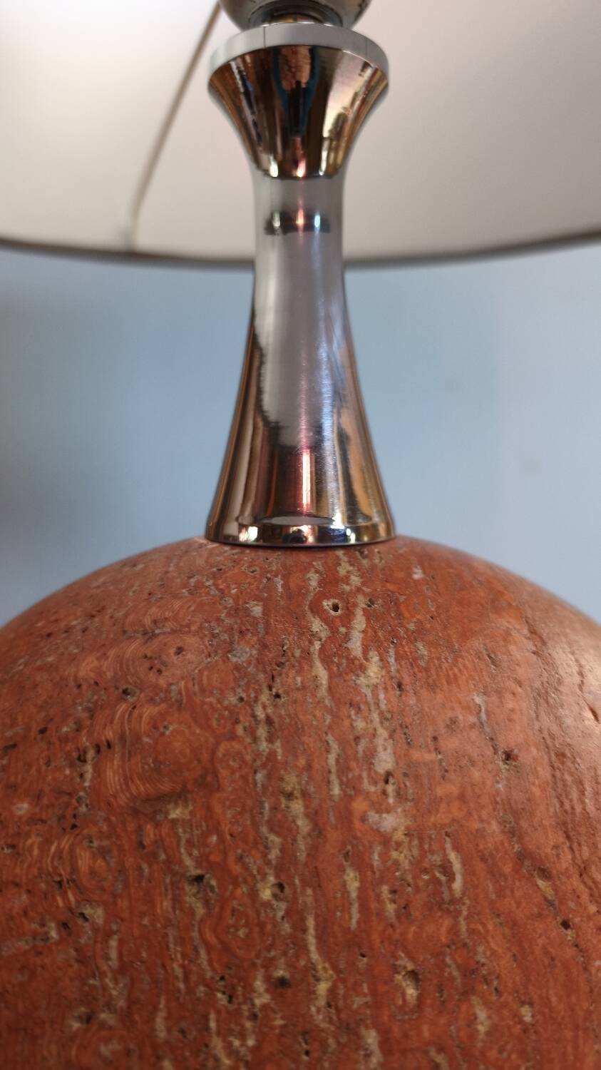 Lampe à poser en marbre rouge - style Barbier 1970
