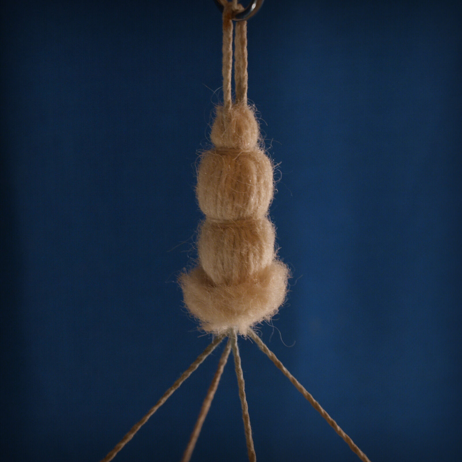 Crochet and wood chandelier