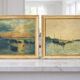 Pair of marine paintings signed Frola, boats, oil on canvas, 20th century.