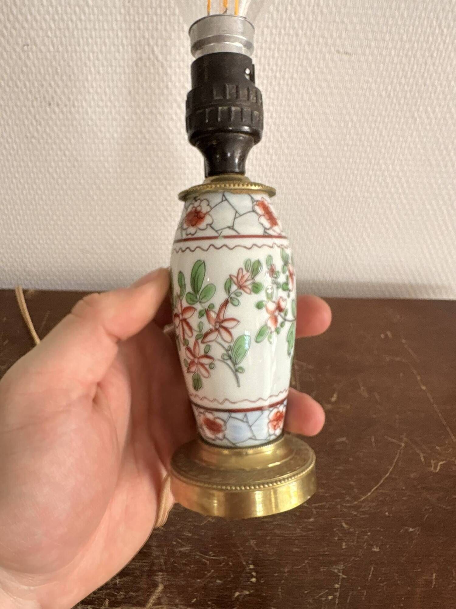 Asian Porcelain Table Lamp with Gilded Brass from China, Japan, Satsuma, Kutani