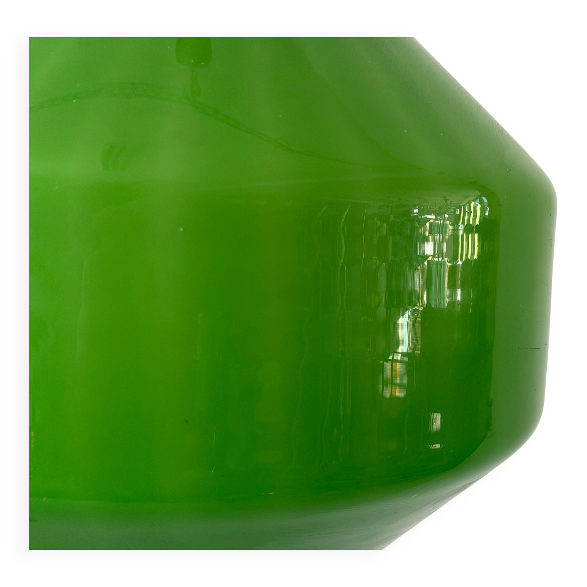 Green glass ceiling light with chrome frame, 1960s, Germany