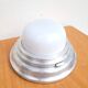 Vintage 1950s wall lamp porthole in aluminium and opal glass.
