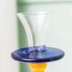 Murano Glass Candleholder - Postmodern Memphis Milano 1980s, Yellow Stem, Cobalt Base, Clear Cup