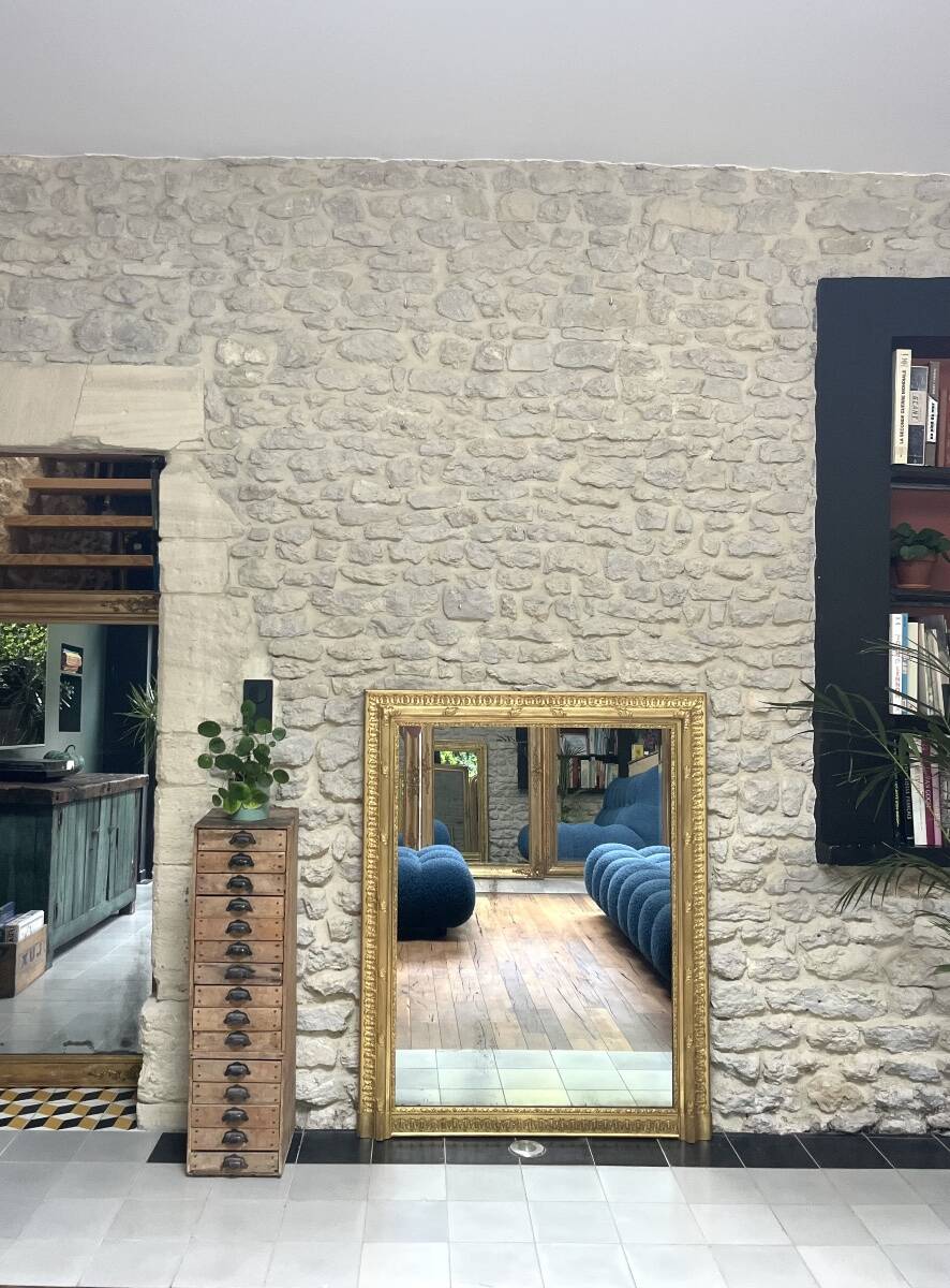 Fireplace mirror 127/101.5cm gilded with gold leaf, mercury glass, fireplace trumeau.