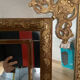 Antique oak mirror, rockwork style, early 20th century.