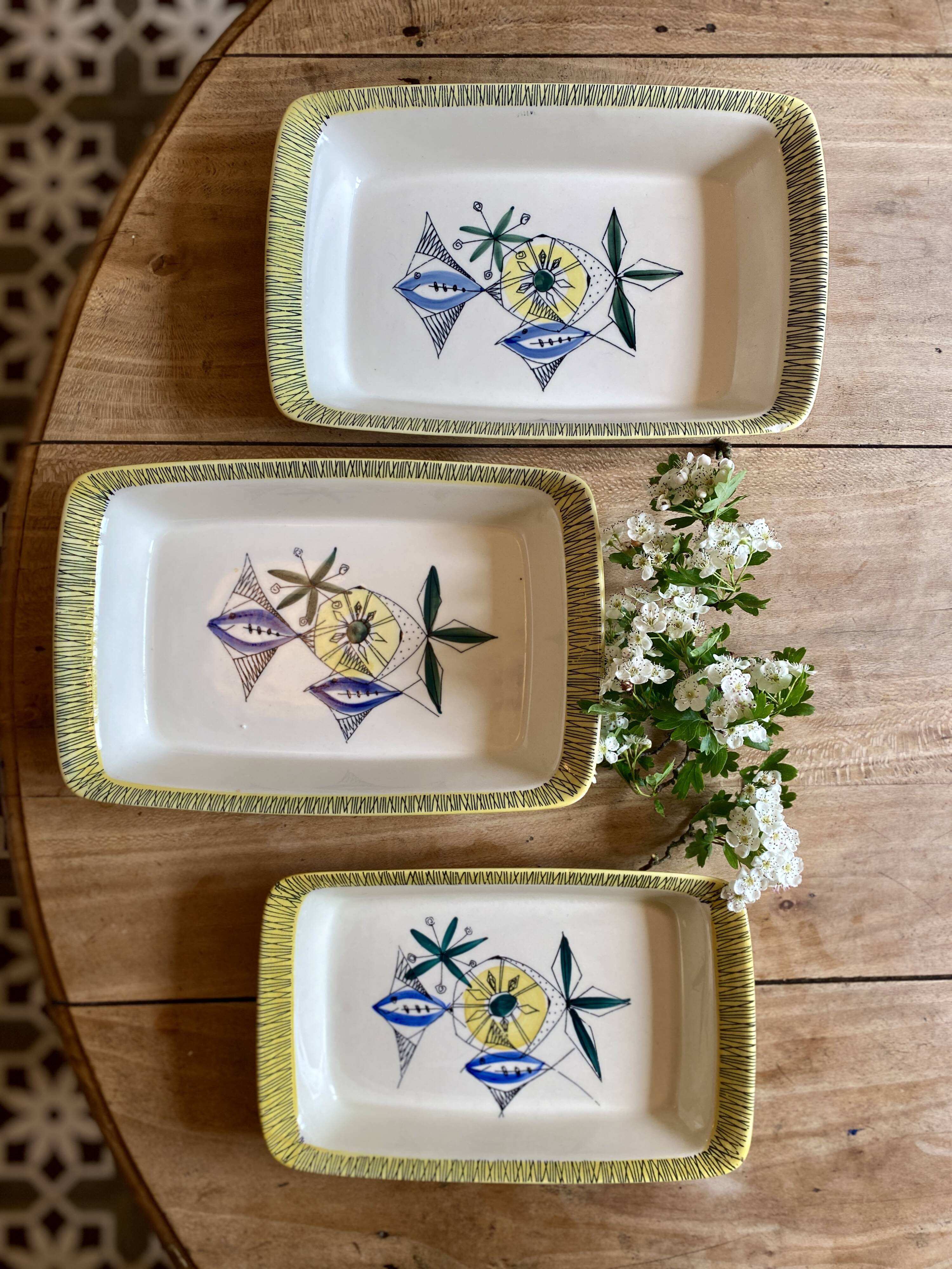 Set of 3 vintage serving dishes from the Flamingo series by Stavangerflint