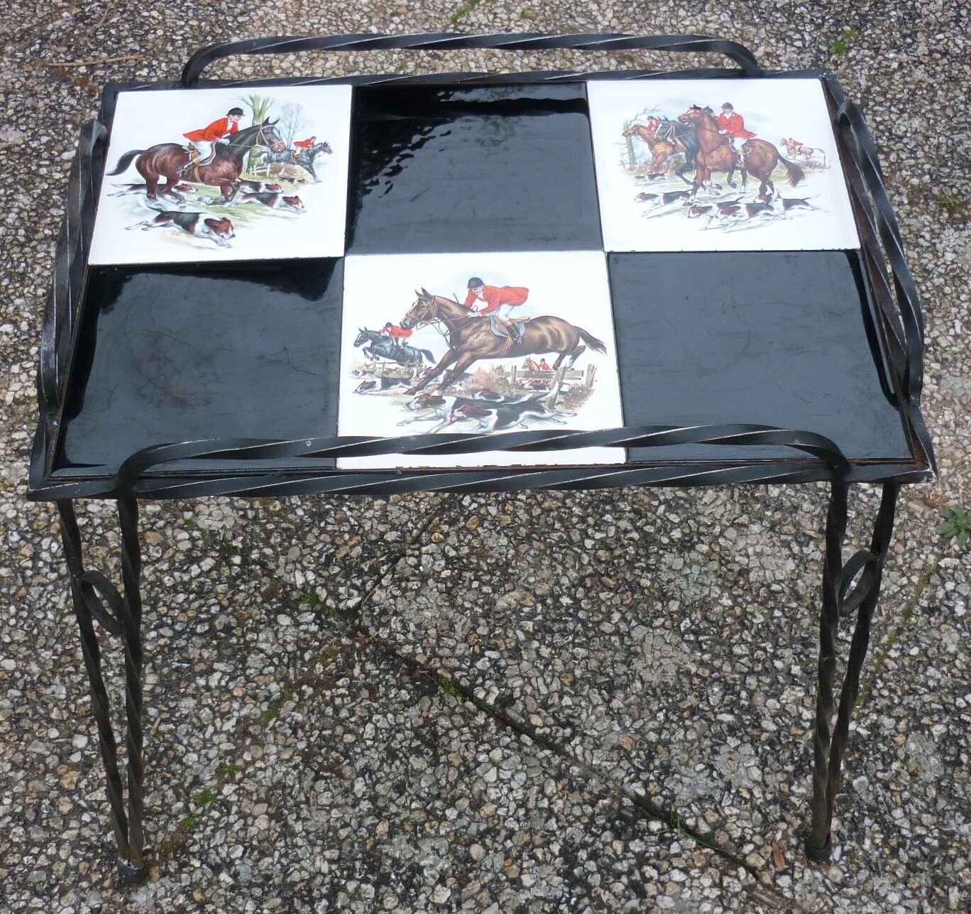 Vintage tiled wrought iron coffee table