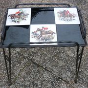Table basse en fer forgé carrelée vintage