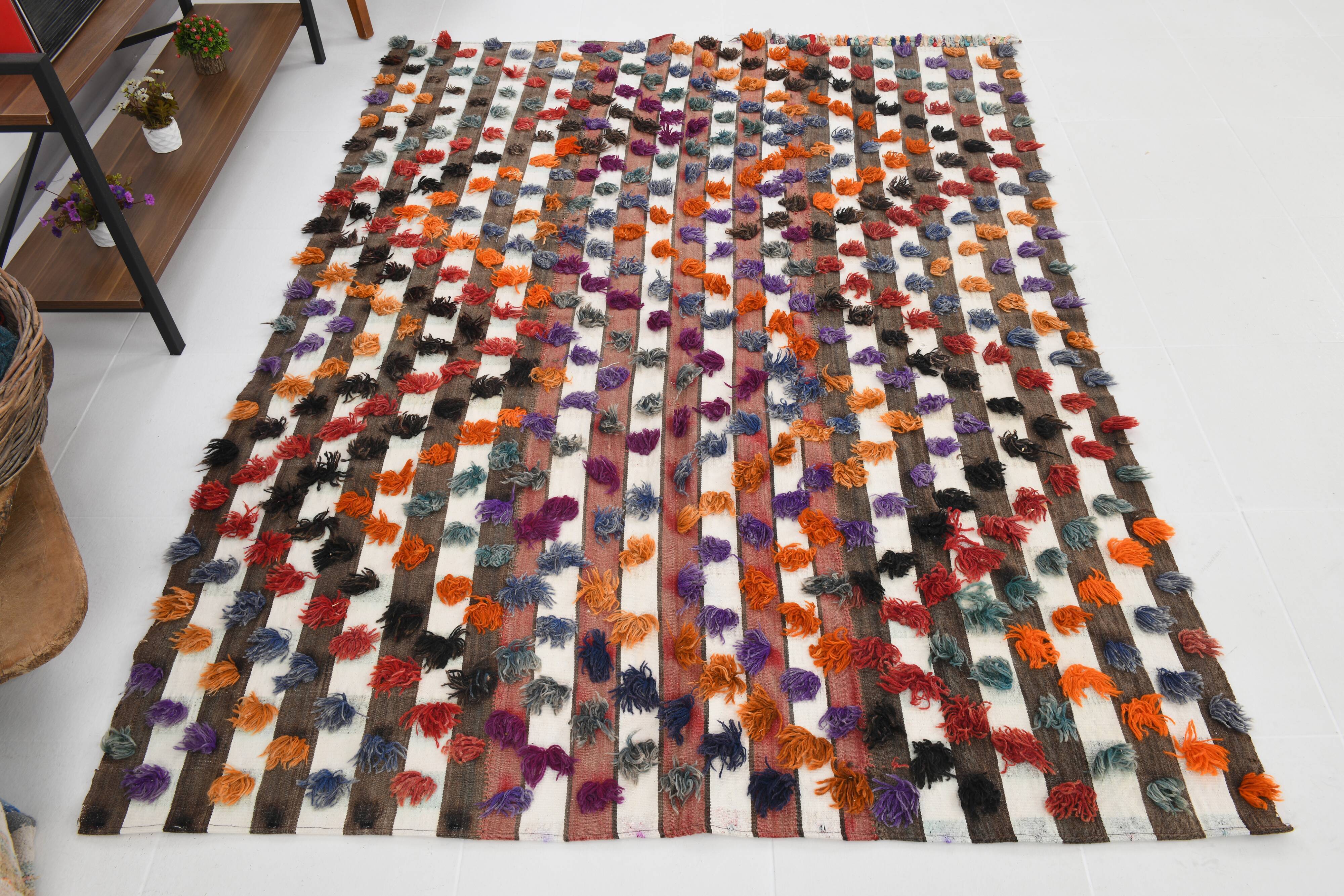 Polka dot wool vintage rug