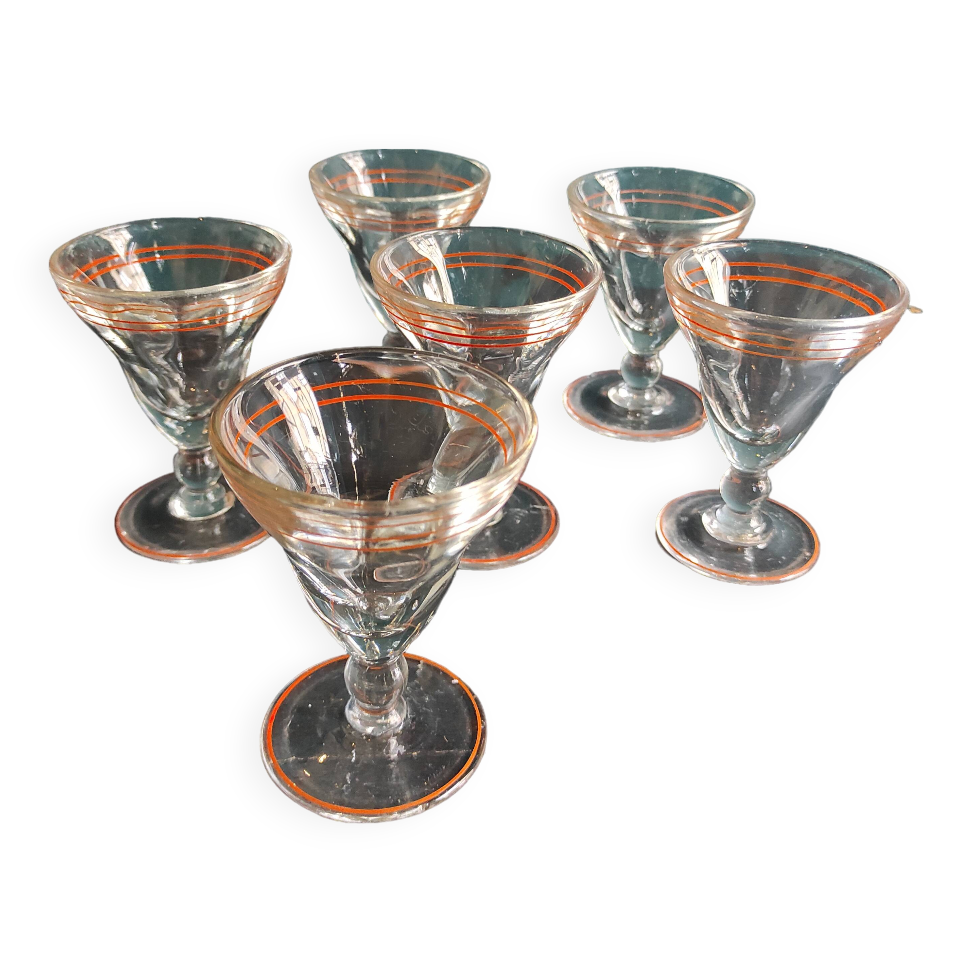 Set of six vintage French glasses for liquor