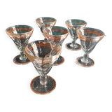 Set of six vintage French glasses for liquor
