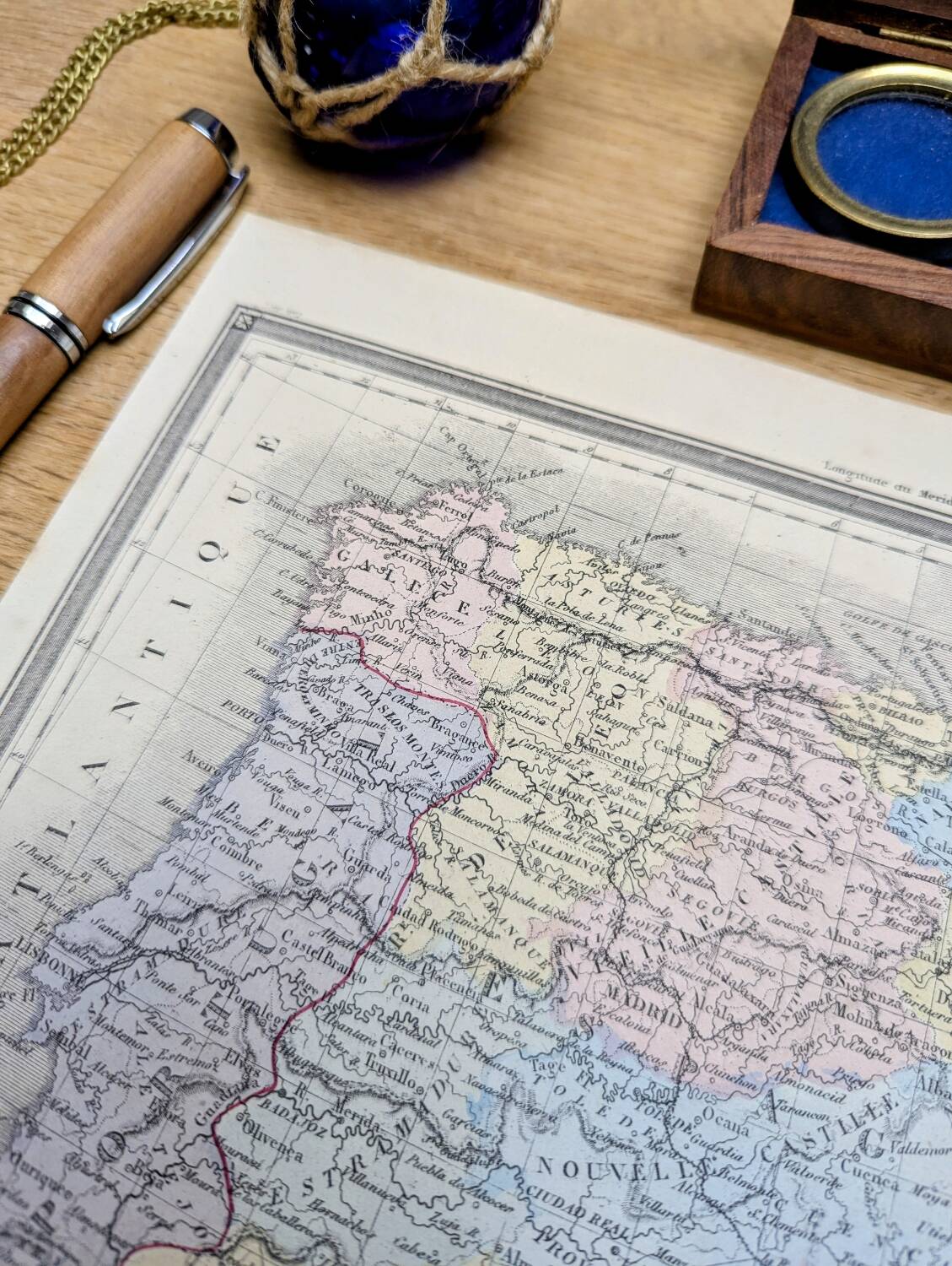 L'Espagne, carte ancienne, imprimée en 1852.