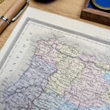 L'Espagne, carte ancienne, imprimée en 1852.