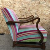Ancien fauteuil bois accoudoirs courbés