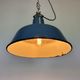 Industrial Blue Enamel Factory Lamp with Cast Iron Top, 1960s