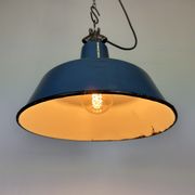 Industrial Blue Enamel Factory Lamp with Cast Iron Top, 1960s