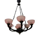 Pink Liberty Style Wrought Iron Chandelier 1960’s