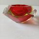 Murano ashtray Sommerso faceted glass red yellow vintage 60s-70s