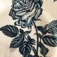 2 old flat plates decorated with dark blue roses in earthenware. Two different settings