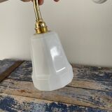 Wall lamp in white opaline and ceramic