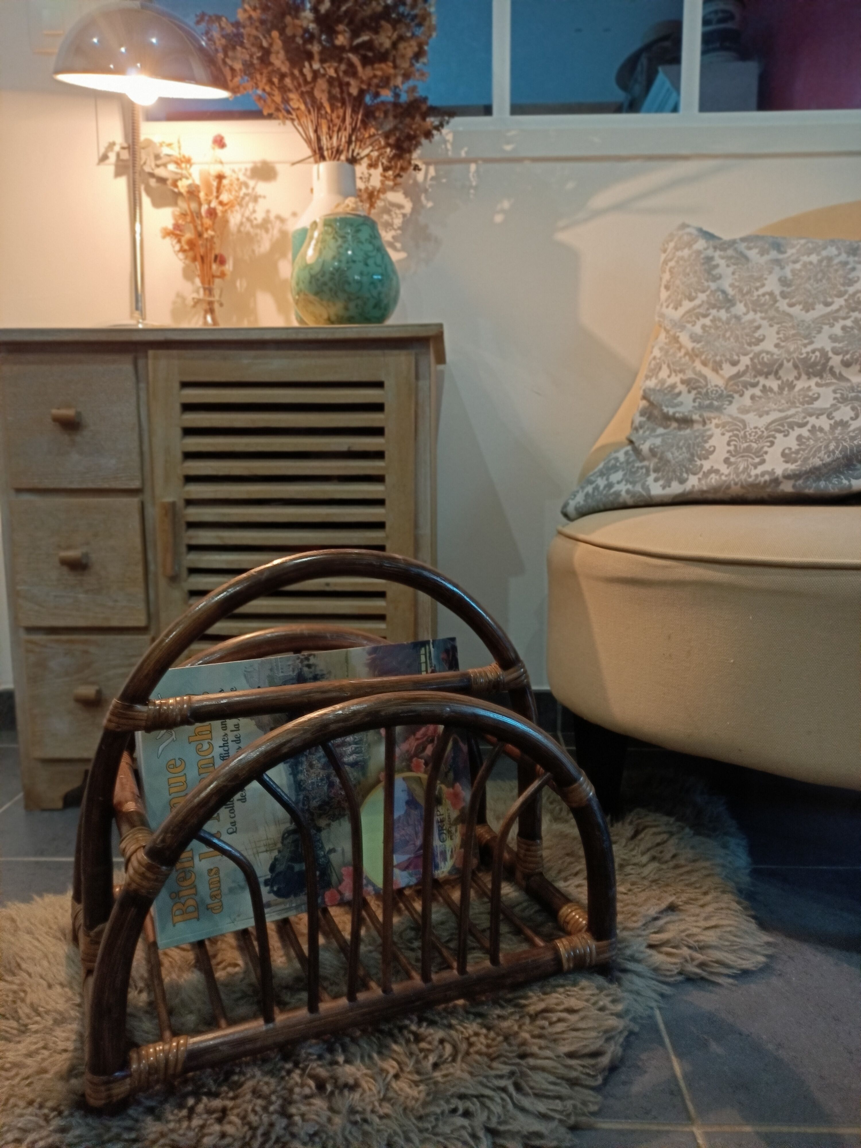 Dark bamboo magazine holders