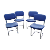 Set of 4 chairs from the 70s chrome tubes and fabrics