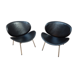 Pair armchair leather years 80