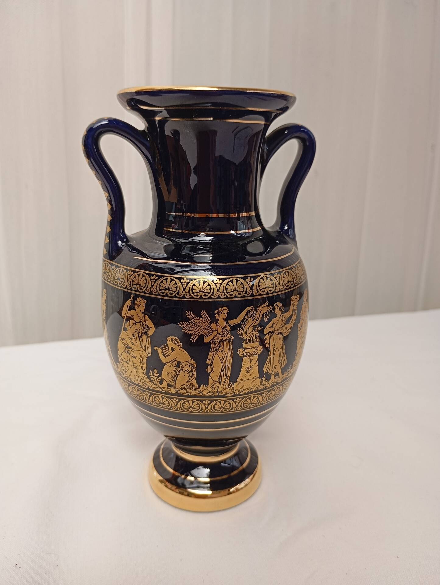 Vase miniature bleu cobalt et or 24 k