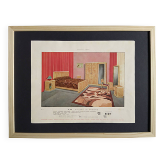 Planche publicitaire de mobilier 1940's "Chambre"