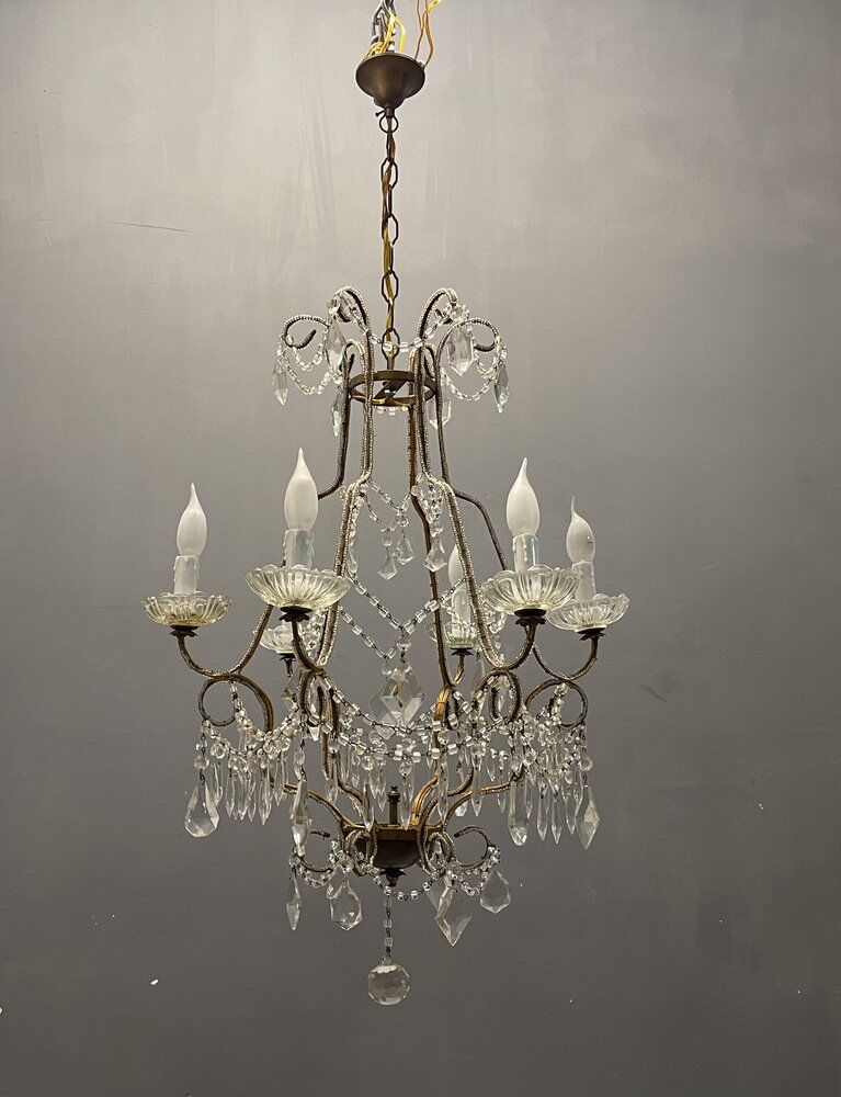 Italian vintage crystal beaded chandelier