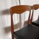 Pair of vintage teak chairs with black faux leather – Scandinavian style