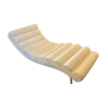 Scandinavian meridian 1980s with metal structure in imitation white leather