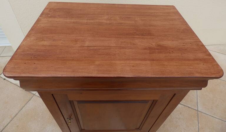 Large jam jar in solid cherry wood with its secret drawer and one door
