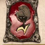 Vintage hanging decorative plate in lava stone