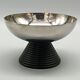 6 coupes à glaces en métal chromé et pieds en plastique noir, design 1970