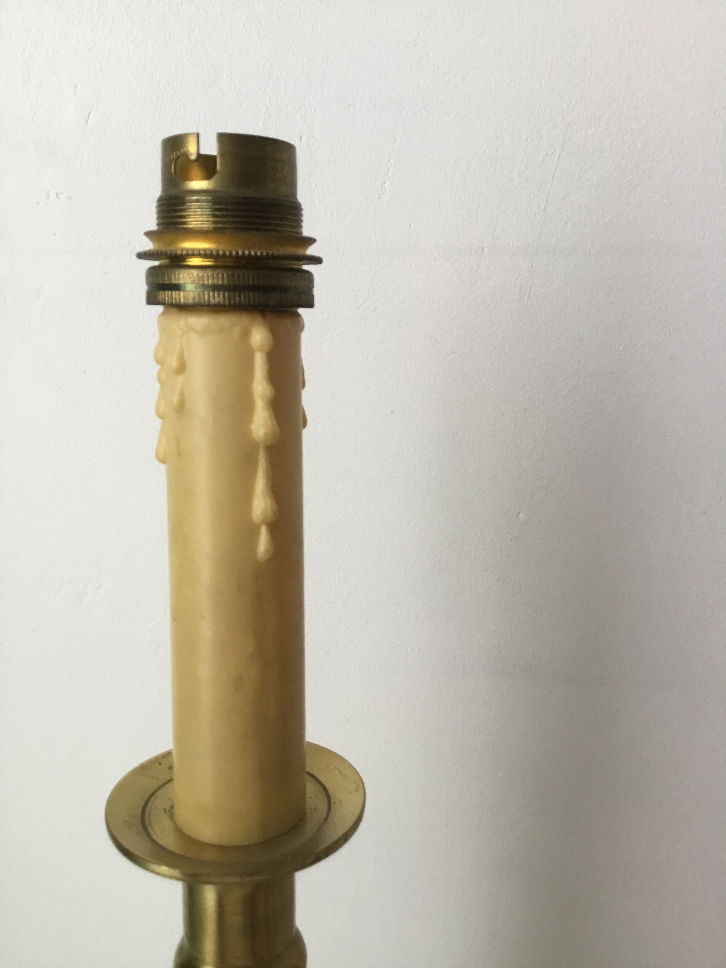 Brass candle-shaped lamp