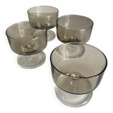 Set of 4 vintage smoked glass cups