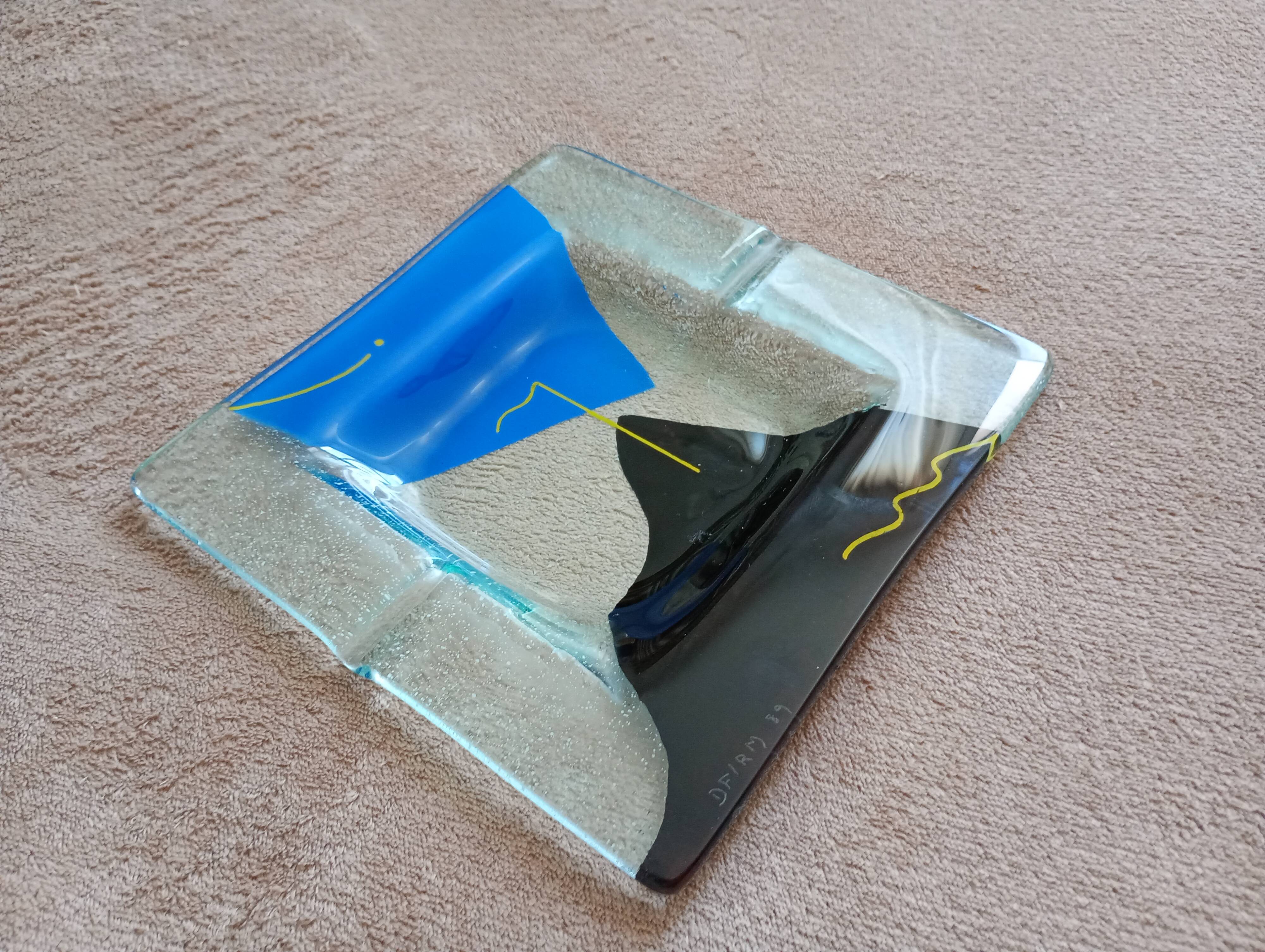 signed glass ashtray. Vintage 1990