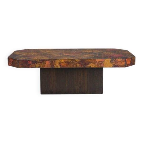 Table basse vintage en cuivre par Bernhard Rohne, années 1970