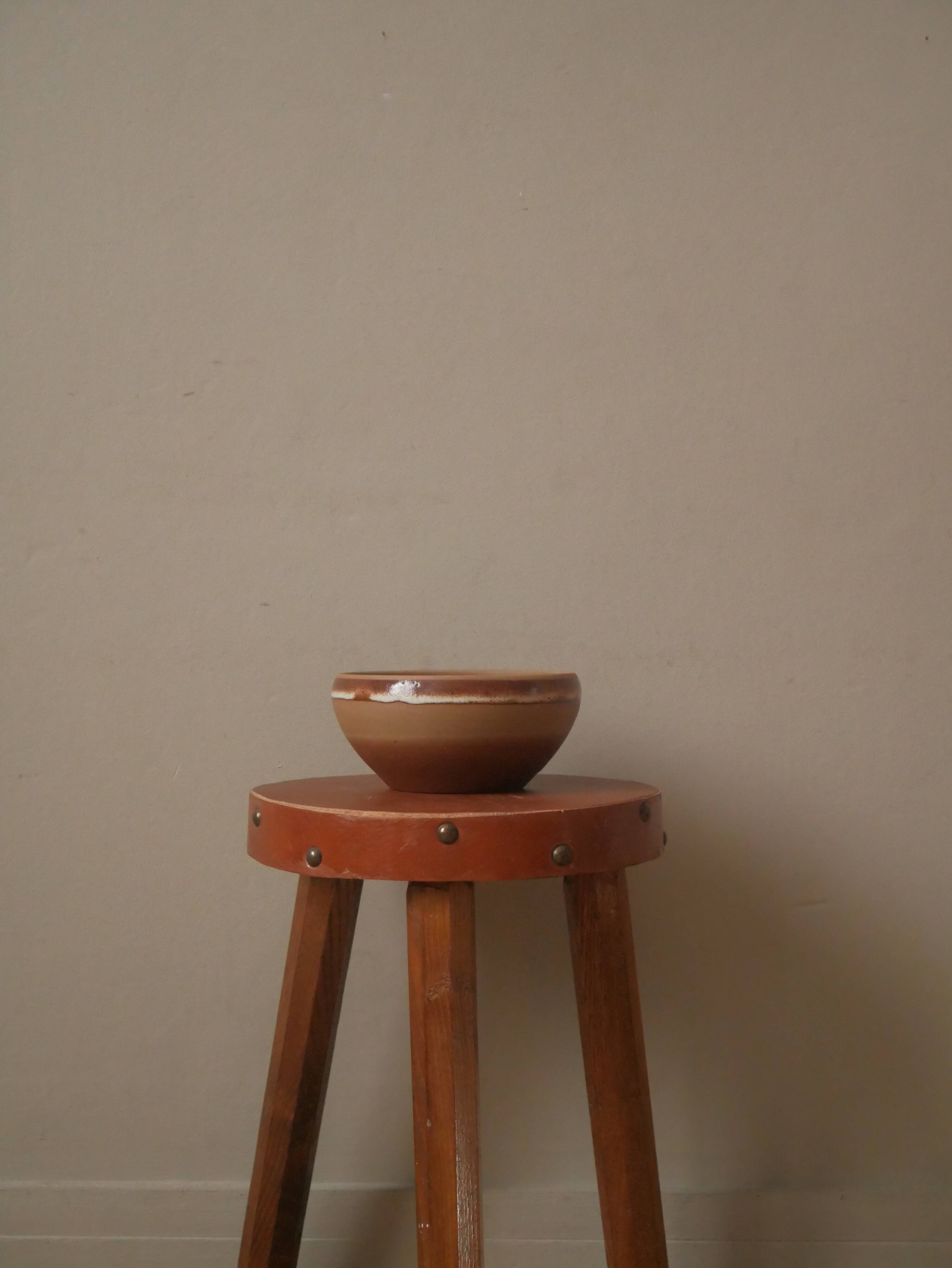 Vintage stoneware ceramic bowl handcrafted Scandinavian country decoration ceramic RJ