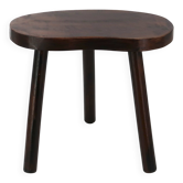 Table de chevet ou d'appoint tripode en bois, plateau forme haricot